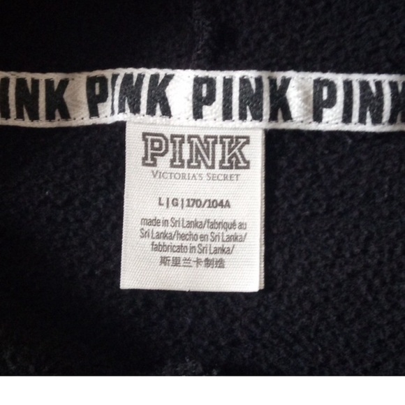 PINK hooded Sweatshirt black laced cropped hoodie gym beach pool Victoria’s - Picture 6 of 8